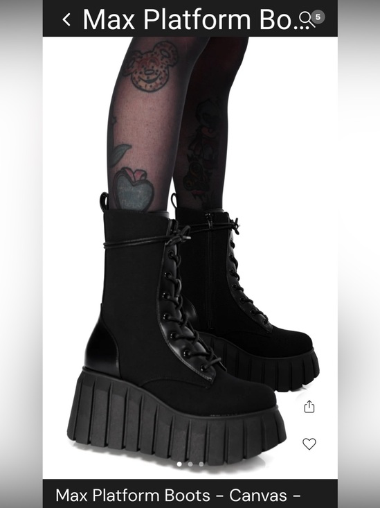 Foxblood Shoes - Foxblood Max Platform Canvas Combat Boots - Black size 7